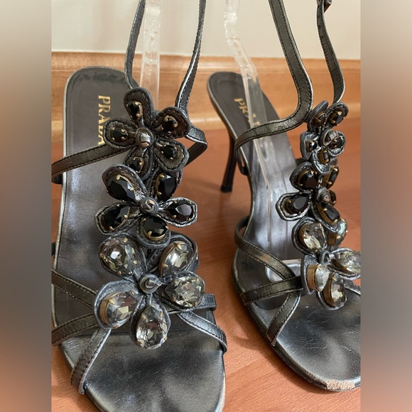 Prada 37.5 metallic & crystal heels - Picture 3 of 10